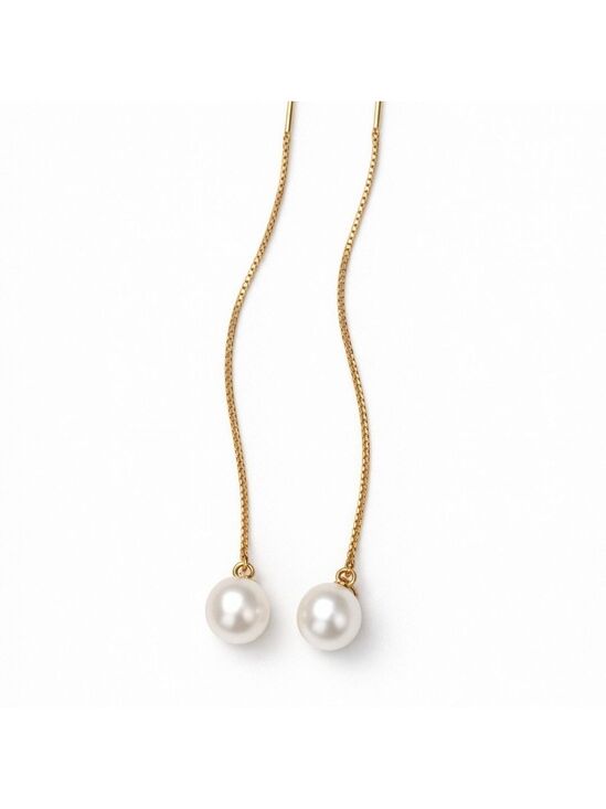 Handmade Jewelry - Gold Threader Earrings with Ivory Pearl Drops